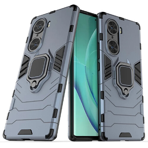 Coque en TPU antichoc, léger, anti-rayures avec béquille en anneau et porte-carte bleu foncé pour votre Honor 60