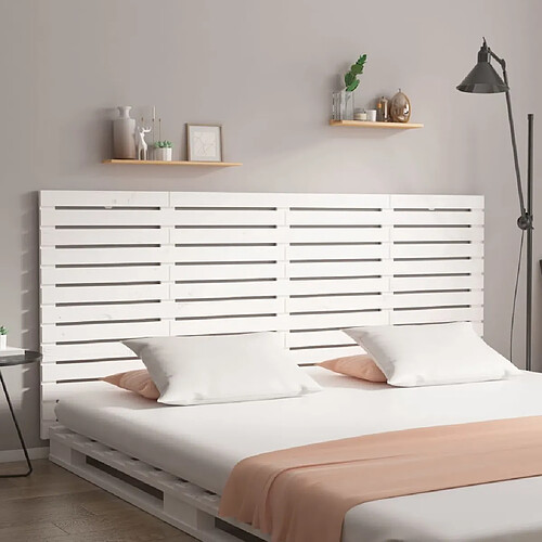 vidaXL Tête de lit murale Blanc 166x3x91,5 cm Bois massif de pin