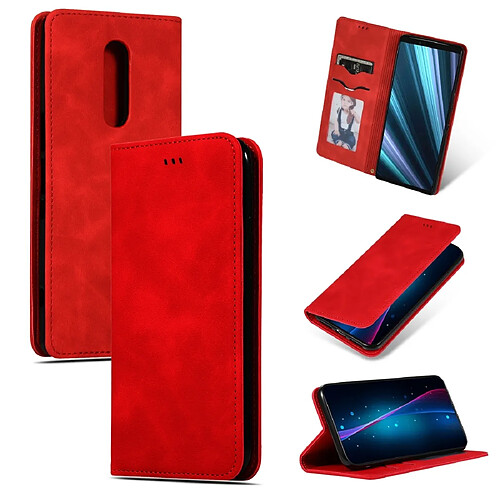 Wewoo Housse Coque Etui en cuir avec rabat horizontal magnétique Business Skin Feel pour Sony Xperia 1 et Xperia XZ4 rouge