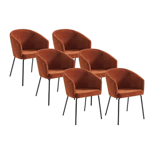 Lot de 6 chaises avec accoudoirs en tissu et métal - Terracotta - MORONI de Pascal MORABITO