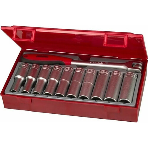 Teng Tools TT1211 Coffret de 11 douilles profondes métriques à 12 pans 10 mm ? 19 mm