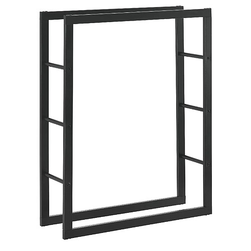 Helloshop26 Range-bûches pour usage intérieur extérieur porte-bûches design support rangement bois de chauffage en acier 80 x 25 x 100 cm noir 03_0006302