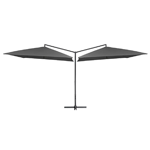 vidaXL Parasol double avec mât en acier 250 x 250 cm Anthracite