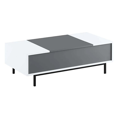 Hanah Home Table basse en aggloméré blanc et anthracite Force pieds noirs.