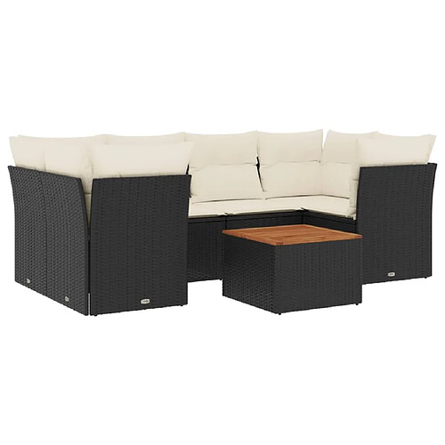 Maison Chic Salon de jardin 7 pcs avec coussins | Ensemble de Table et chaises | Mobilier d'Extérieur noir résine tressée -GKD90172