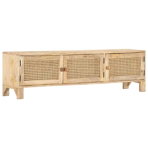 vidaXL Meuble TV 140x30x40 cm Bois de manguier et canne naturelle