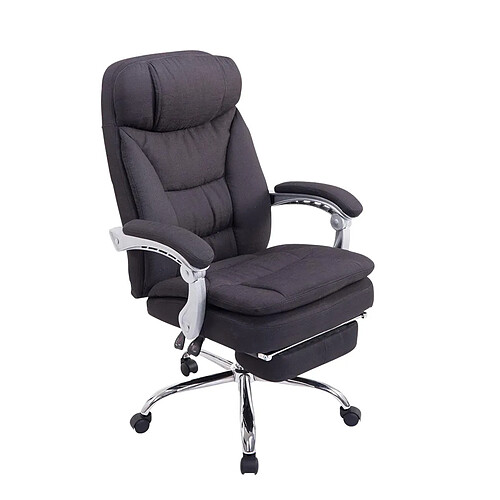 Decoshop26 Fauteuil de bureau sur roulettes XL charge max 160 kg avec repose-pied ajustable assise en tissu noir 10_0002785