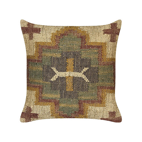 Beliani Coussin PULICAT Jute 45 x 45 cm Géométrique Vert