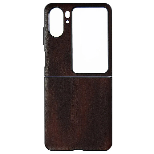 Avizar Coque pour Oppo Find N2 Flip Rigide Simili Cuir Bords Surélevés Marron Foncé