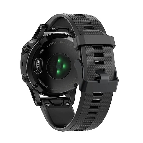 Bracelet en silicone sport avec boucle noire noir pour votre Garmin Fenix 5