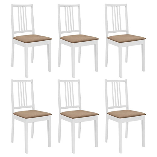 Decoshop26 Lot de 6 chaises de salle à manger cuisineà dîner avec coussins blanc bois solide CDS022953