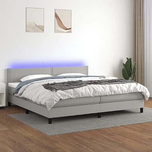 vidaXL Sommier à lattes de lit matelas LED Gris clair 200x200 cm Tissu