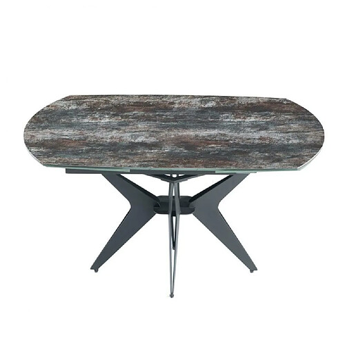 Inside 75 Table de repas extensible BOOMERANG 160/228 x 95 cm plateau céramique anthracite pied acier noir