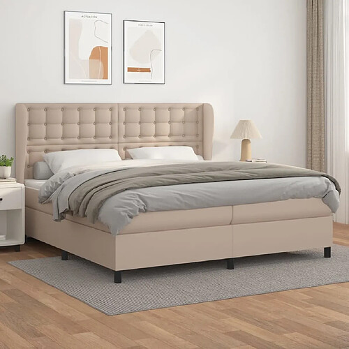 vidaXL Sommier à lattes de lit avec matelas Cappuccino 200x200 cm