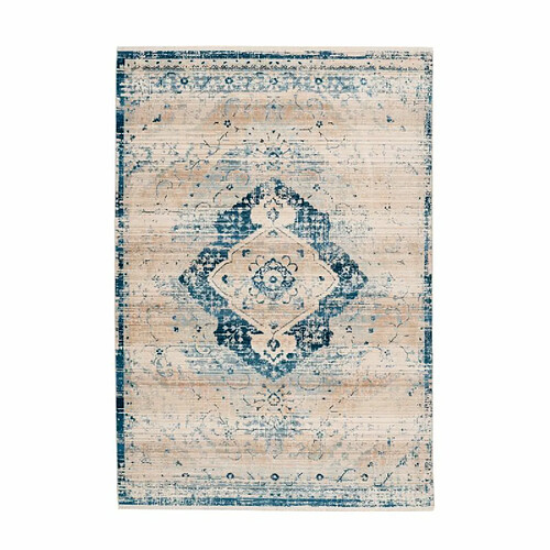 Paris Prix Tapis Vintage à Franges Baroque V Crème & Bleu 120 x 170 cm