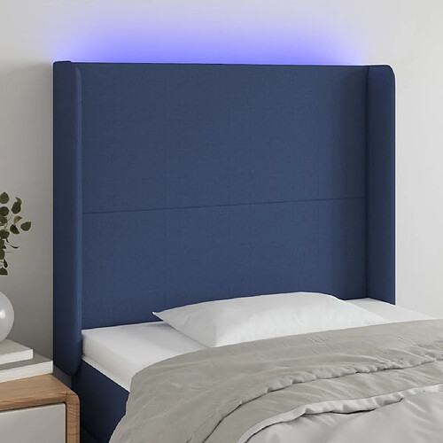 vidaXL Tête de lit à LED Bleu 103x16x118/128 cm Tissu