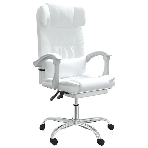 Helloshop26 Chaise fauteuil siège pivotante de inclinable de bureau informatique étude similicuir blanc 02_0024233