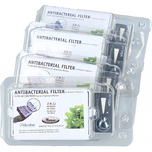 Lot de 4 filtres anti-bactériens ant001 pour réfrigérateur whirlpool