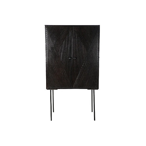 Pegane Commode en bois et pied en métal marron foncé avec 2 portes et 1 étagère - Largeur 84 x Hauteur 153,5 x Profondeur43cm