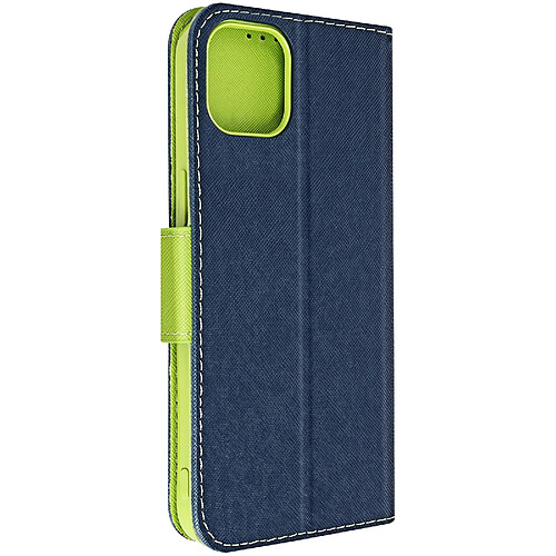 Avizar Étui pour iPhone 14 Portefeuille Collection Fancy Style Bleu nuit