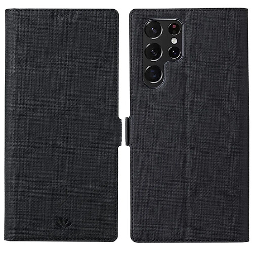 Etui en PU VILI fermeture magnétique avec support noir pour votre Samsung Galaxy S22 Ultra 5G