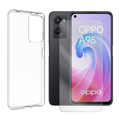 Coque de protection souple silicone transparente + Verre trempé pour Oppo A96 4G 6.59" -VISIODIRECT-