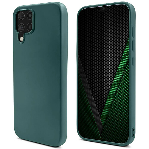 Moozy Lifestyle. Coque conçue pour Samsung A12, vert foncé – Coque légère en silicone liquide avec finition mate et doublure en microfibre douce, coque en silicone de qualité supérieure