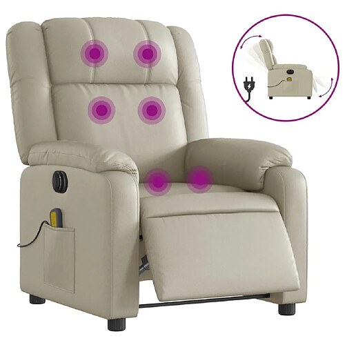 Maison Chic Fauteuil Relax pour salon, Fauteuil de massage inclinable électrique crème similicuir -GKD78430