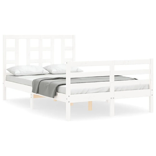 Maison Chic Cadre/structure de lit avec tête de lit pour adulte - Lit Moderne Chambre blanc petit double bois massif -MN30860