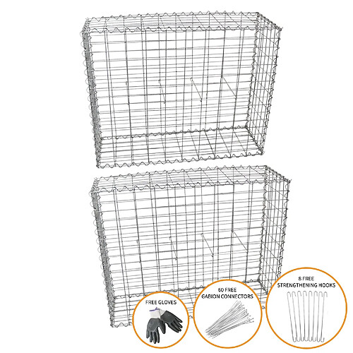 MonsterShop Lot de 2 Paniers de Gabions 100 x 95 x 30cm