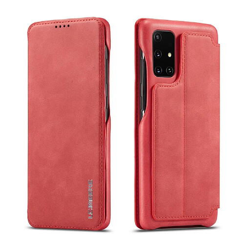 Etui en PU style rétro avec porte-carte rouge pour votre Samsung Galaxy A71