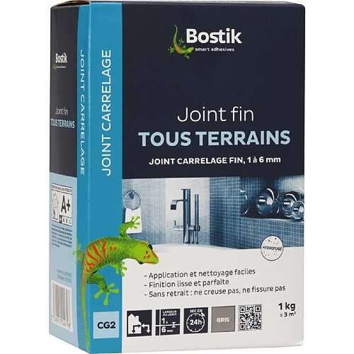 Bostik Joints carrelage fin sols et murs, coloris gris, 1 kg