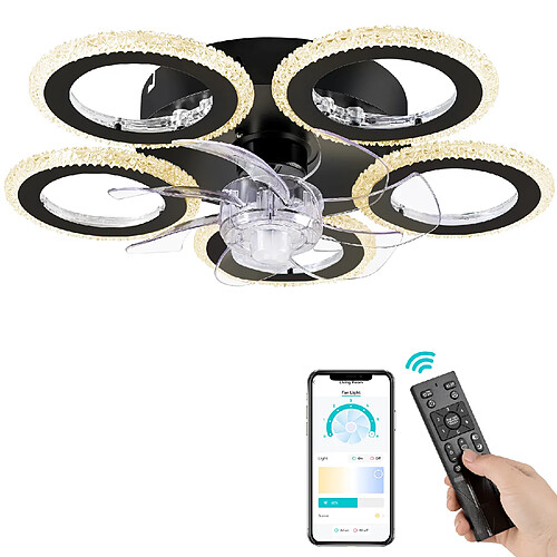 FIMEI Ventilateur de plafond LED 6 vitesses ventilateur silencieux avec éclairage dimmable 3 couleurs