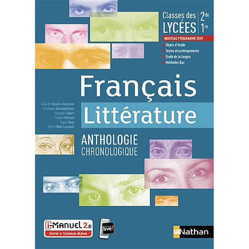 Français littérature, anthologie chronologique : classes des lycées, 2de, 1re, nouveau programme 2019 : i-manuel 2.0, livre + licence élève · Occasion