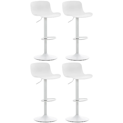 Decoshop26 Lot de 4 tabourets de bar hauteur réglable et siège pivotant avec siège en plastique blanc métal blanc 10_0004491