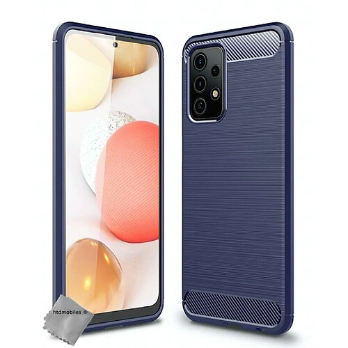 Htdmobiles Coque silicone gel carbone pour Samsung Galaxy A52 5G + film ecran - BLEU FONCE