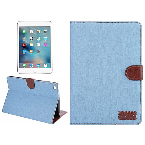 Wewoo Smart Cover bleu pour iPad mini 4 cartes et porte-monnaie portefeuille fonction veille / réveil Étui en cuir texturé avec fentes