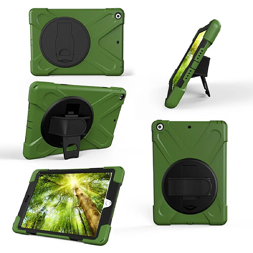 Wewoo Housse Coque Pour Galaxy Tab A 10.1 ?2019? T510 / T515 rotation à 360 degrés PC + étui de protection en silicone avec support et dragonne vert armée