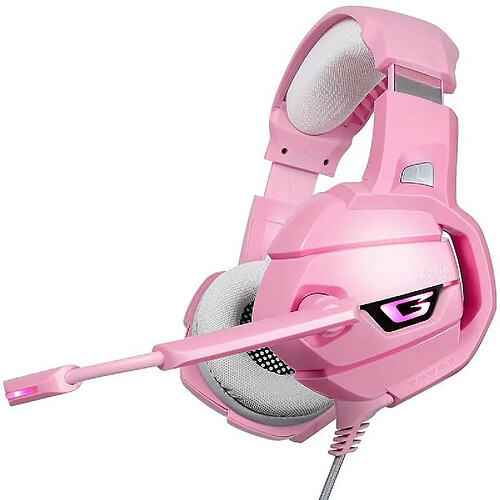 Chrono Casque LED Gaming Headset Casque avec Microphone pour PS4 PC Rose Guerrier Gamer, Rose