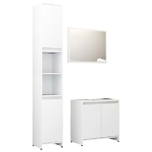 Maison Chic Armoire de Bain | Ensemble de 3 meubles salle de bain Blanc Aggloméré -GKD71211