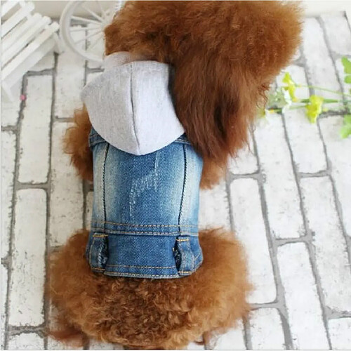 Wewoo Personnalité Rétro Denim Petit Gilet Pour Chien Vêtements Chiens Veste Animaux De CompagnieTaille M Avec Chapeau