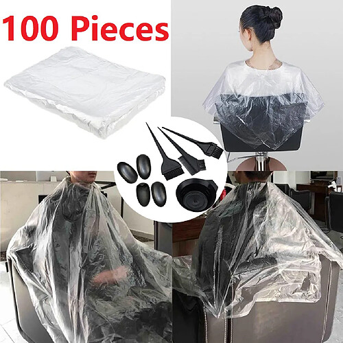 100 Pcs Jetable Coupe De Cheveux Effacer Barber Accueil Châle Perm Tablier Tissu + Teinture Ensemble