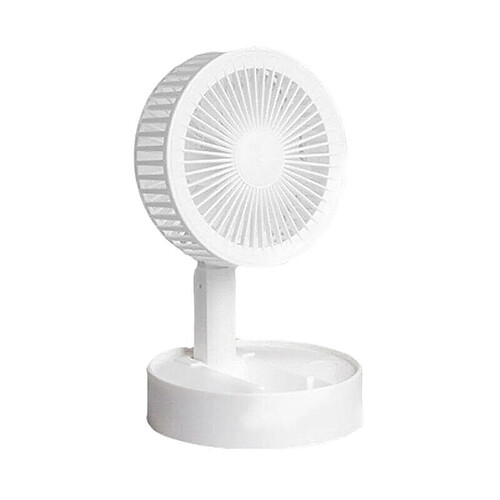 (Blanc) Ventilateur Portatif Rechargeable USB 180 Flip Ventilateur de Bureau Portable Ventilateur Rétractable Pliant Mini Ventilateur Extérieur