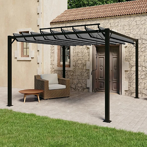 Maison Chic Tonnelle | Pergola avec toit à persienne 3x3 m Anthracite Tissu aluminium -GKD45310