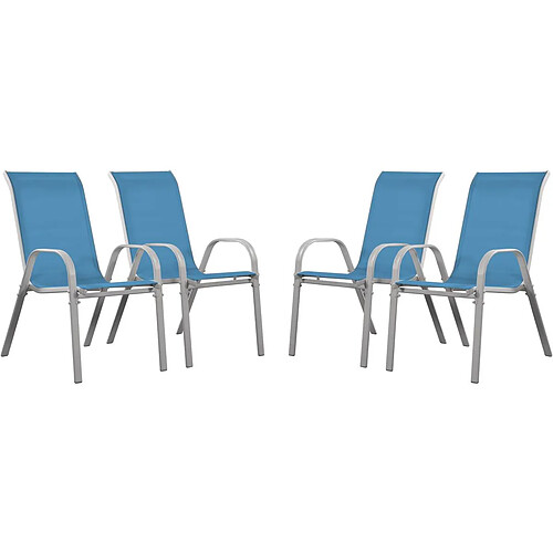 Habitat Et Jardin Fauteuil jardin Textilène Cordoba - Phoenix - Bleu - Lot de 4