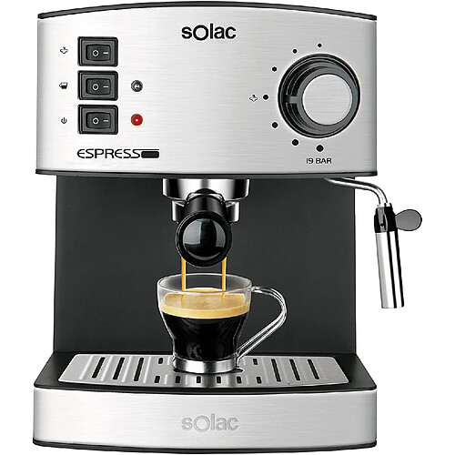 Solac machine à expresso de 1,2L de 19 bars 850W gris noir