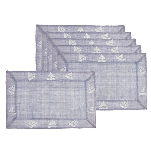 Aubry Gaspard Lot de 6 sets de table en sinamay Petit bateau.