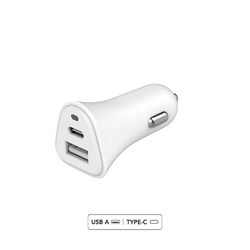 BIGBEN Chargeur voiture universel blanc USB Type C + USB A 5.4A Just green