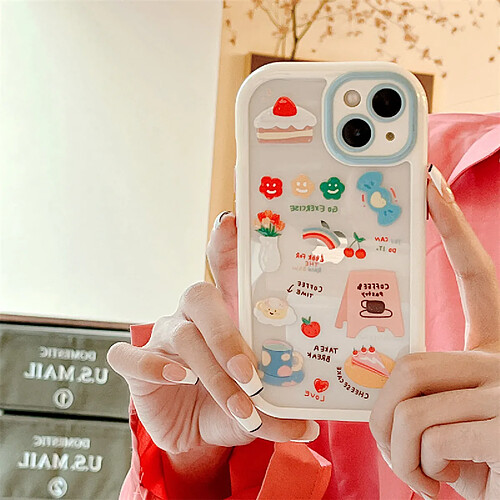 GUPBOO Étui pour iPhone12 Graffiti fraise gâteau niche étui téléphone portable fille