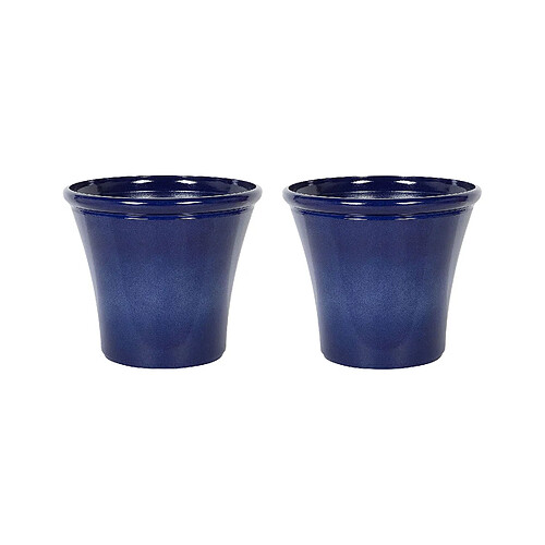 Beliani Lot de 2 cache-pots bleu marine d 46 cm KOKKINO